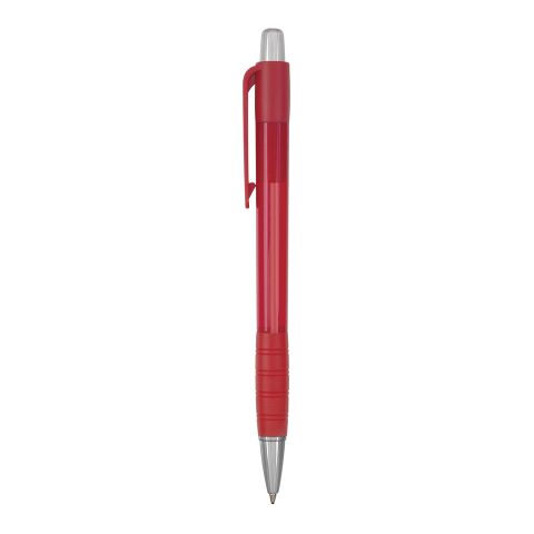 Werbeartikel Striped Grip Kugelschreiber – rot – mit Logo bedruckt
