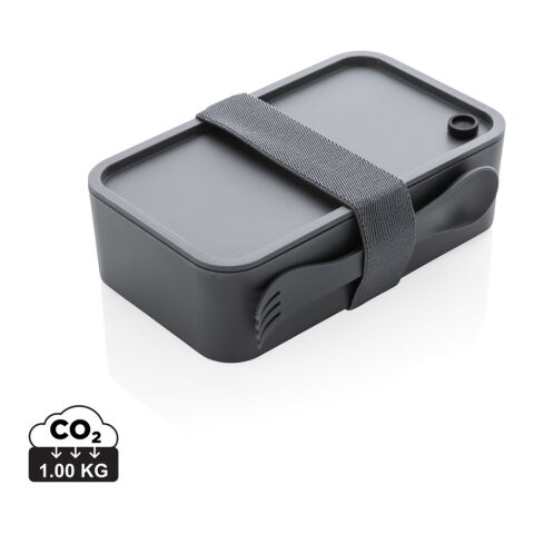 PP Lunchbox mit Göffel grau | ohne Werbeanbringung | Nicht verfügbar | Nicht verfügbar