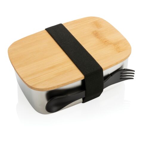 Stainless Steel Lunchbox mit Bambus-Deckel und Göffel