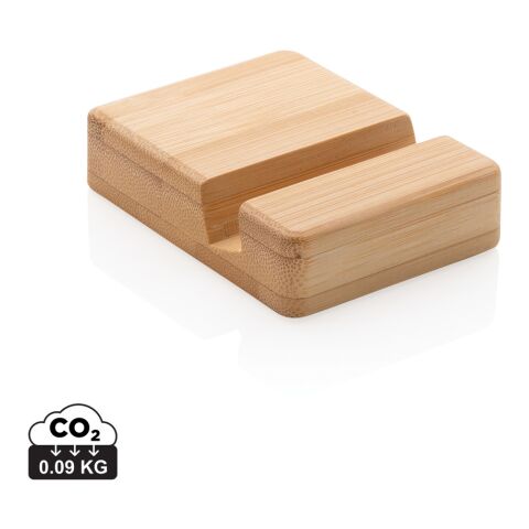 Werbeartikel Bambus Smartphone-Halter – braun – mit Logo bedruckt