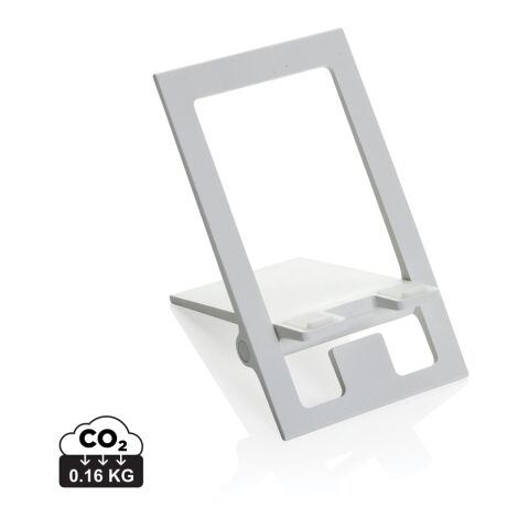 Werbeartikel SnapStand faltbarer Telefonständer aus RCS recyceltem ABS – weiss – mit Logo bedruckt