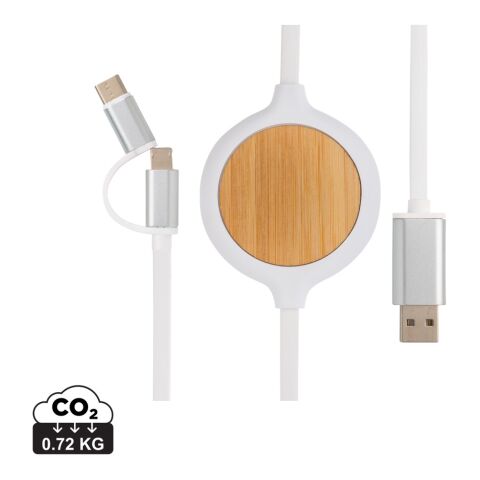 3-in-1 Kabel mit 5W Bambus Wireless Charger weiß | ohne Werbeanbringung | Nicht verfügbar | Nicht verfügbar