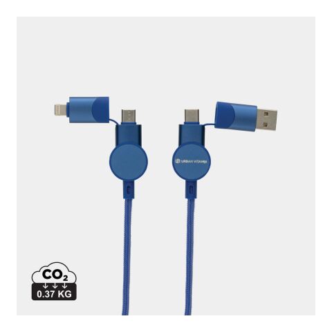 Werbeartikel Oakland RCS rKunststoff 1,2m 6-in-1 Fast-Charging 45W Kabel – blau – mit Logo bedruckt
