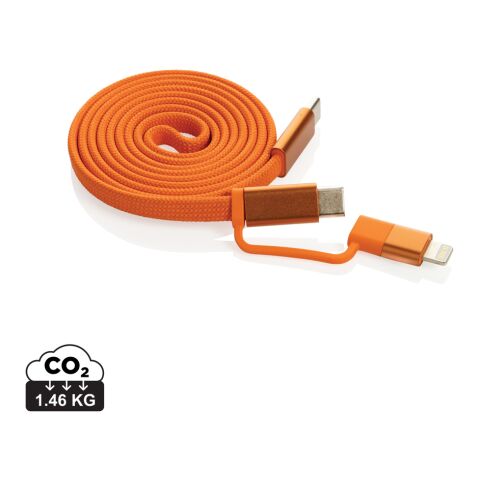 Werbeartikel Arc ultradünnes 60W 2-in-1 Magnetkabel – orange – mit Logo bedruckt