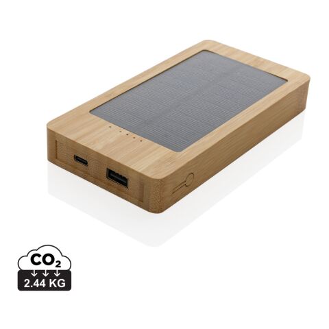 Werbeartikel Sunwick 10.000mah Bambus Solar Powerbank – braun – mit Logo bedruckt