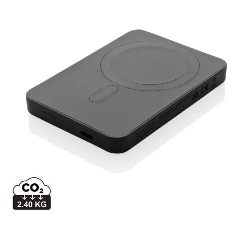 Werbeartikel Magnetix 5.000mAh magnetische Powerbank aus RCS recycel. ABS – schwarz – mit Logo bedruckt