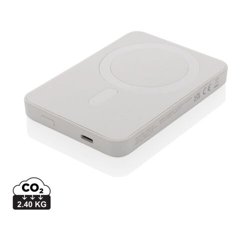 Werbeartikel Magnetix 5.000mAh magnetische Powerbank aus RCS recycel. ABS – weiss – mit Logo bedruckt