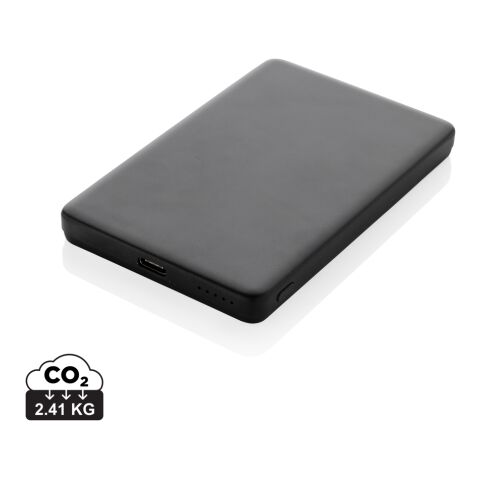 Werbeartikel Orion 5.000mAh 5W magnetische Powerbank aus RCS rec. Alu – schwarz – mit Logo bedruckt