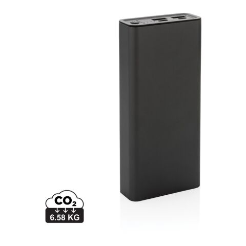 Werbeartikel Terra 20.000mAh 20W Powerbank aus RCS recyceltem Aluminium – grau – mit Logo bedruckt