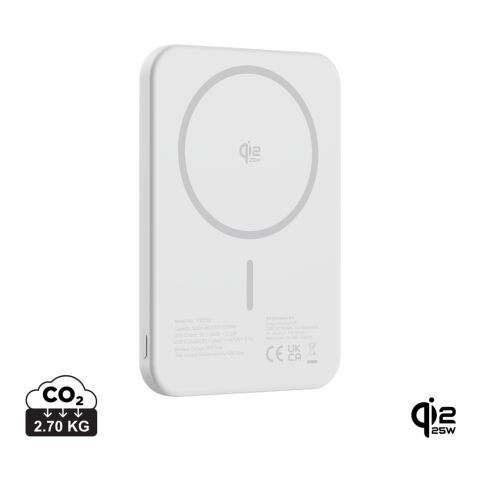 Werbeartikel Urban Vitamin Pomona 5000mAh Qi2.2 25W magnetische Powerbank – silber – mit Logo bedruckt