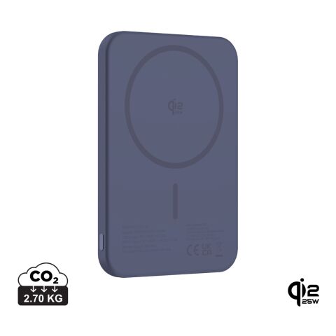 Werbeartikel Urban Vitamin Pomona 5000mAh Qi2.2 25W magnetische Powerbank – blau – mit Logo bedruckt