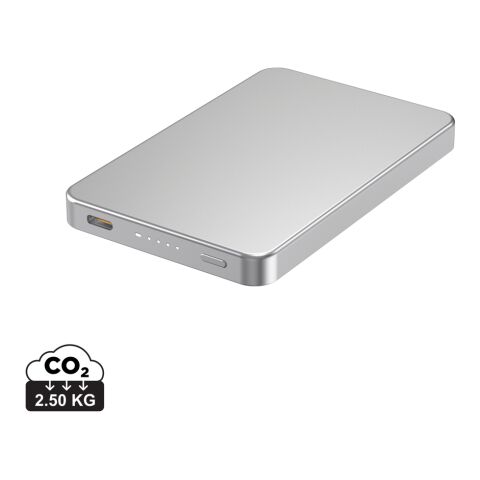Werbeartikel Urban Vitamin Marin 5.000mAh magnet. 15W Wireless Powerbank – silber – mit Logo bedruckt
