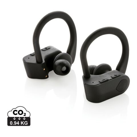 TWS Sport-Ohrhörer mit Ladebox schwarz | ohne Werbeanbringung | Nicht verfügbar | Nicht verfügbar