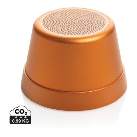 Werbeartikel Nivio magnetischer 5W-Speaker aus RCS recyceltem Aluminium – orange – mit Logo bedruckt
