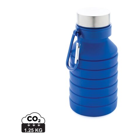 Auslaufgeschützte faltbare Silikonflasche blau | ohne Werbeanbringung | Nicht verfügbar | Nicht verfügbar