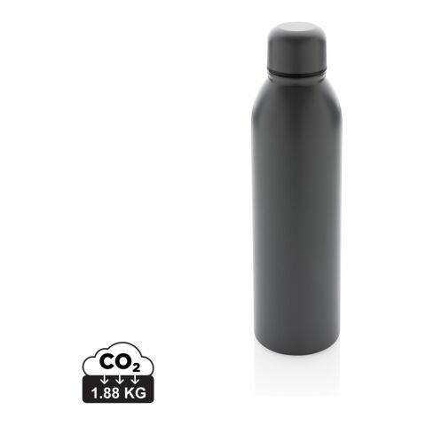 Nachhaltiger Werbeartikel 500 ml Vakuumflasche 90% RCS-recycelter Edelstahl doppelwandig 5h heiss/15h kalt BPA-frei – anthrazit – mit Logo bedruckt