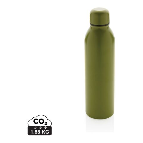 Nachhaltiger Werbeartikel 500 ml Vakuumflasche 90% RCS-recycelter Edelstahl doppelwandig 5h heiss/15h kalt BPA-frei – grün – mit Logo bedruckt