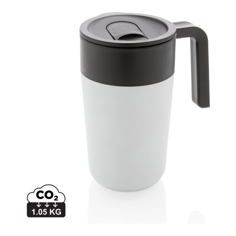 GRS recycelte PP und Stainless Steel Tasse mit Griff weiß | ohne Werbeanbringung | Nicht verfügbar | Nicht verfügbar