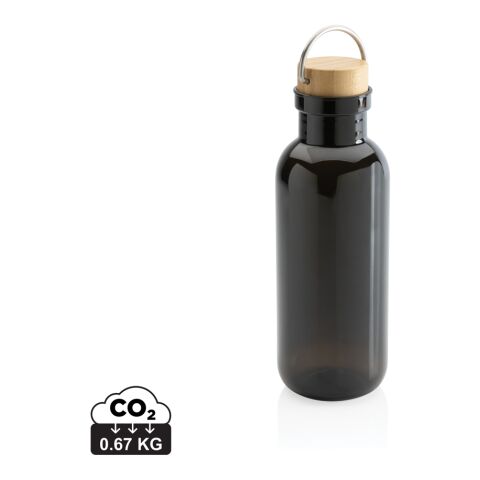 GRS rPET Flasche with FSC Bambusdeckel und Griff schwarz | ohne Werbeanbringung | Nicht verfügbar | Nicht verfügbar