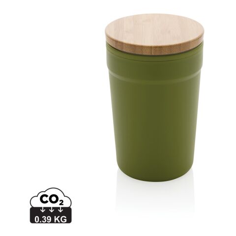 GRS Recycelt PP-Becher mit FSC®-Bambusdeckel grün | ohne Werbeanbringung | Nicht verfügbar | Nicht verfügbar