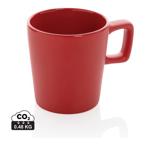 Werbeartikel Moderne Keramik Kaffeetasse – rot – mit Logo bedruckt