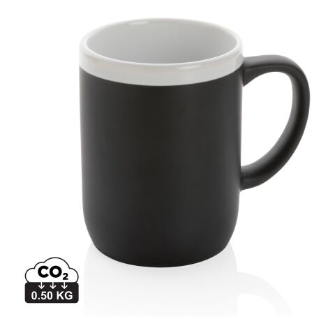 Keramiktasse mit weißem Rand, 300ml schwarz-weiß