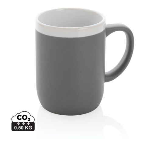 Keramiktasse mit weißem Rand, 300ml grau-weiß | ohne Werbeanbringung | Nicht verfügbar | Nicht verfügbar
