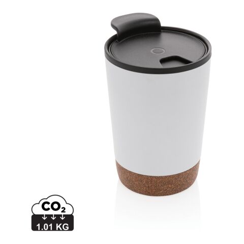 GRS rPP Edelstahl-Kaffeebecher mit Kork weiß | ohne Werbeanbringung | Nicht verfügbar | Nicht verfügbar