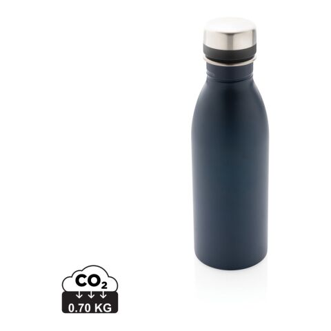 Werbeartikel Deluxe 500 ml Wasserflasche 80% RCS recycelter 18/8 Edelstahl federleicht & auslaufsicher inkl. FSC®-Geschenkbox – navy blau – mit Logo