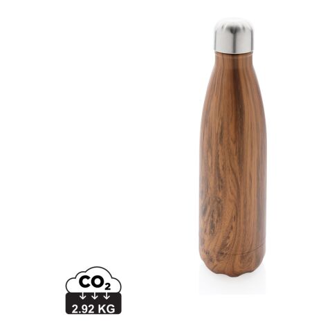Vakuumisolierte Stainless Steel Flasche mit Holzoptik braun | ohne Werbeanbringung | Nicht verfügbar | Nicht verfügbar