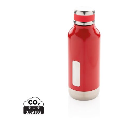 Auslaufsichere Vakuumflasche mit Logoplatte rot | ohne Werbeanbringung | Nicht verfügbar | Nicht verfügbar | Nicht verfügbar