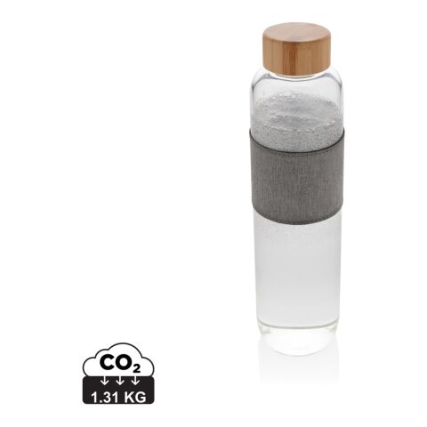 Impact Borosilikat-Glasflasche mit Bambusdeckel weiß-grau | ohne Werbeanbringung | Nicht verfügbar | Nicht verfügbar
