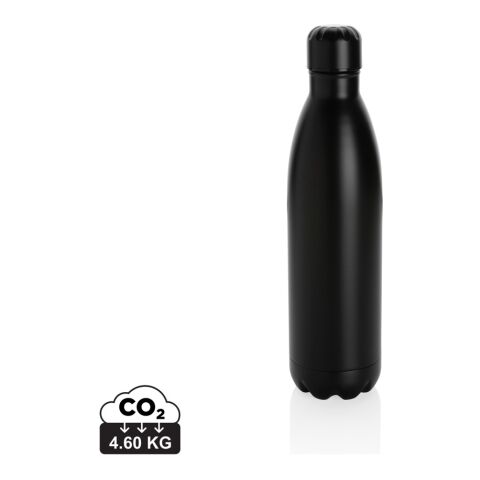 Werbeartikel Edelstahl Vakuum Trinkflasche 750 ml isoliert BPA-frei becherhaltergeeignet nur Handwäsche – schwarz – mit Logo bedruckt