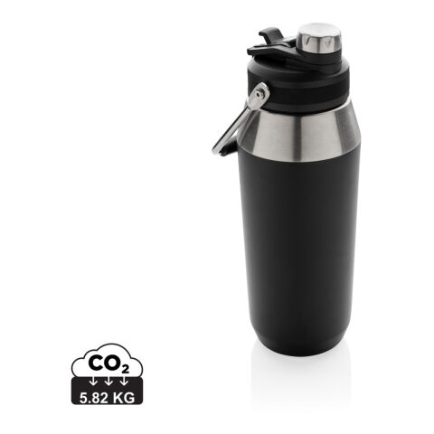1L Vakuum StainlessSteel Flasche mit Dual-Deckel-Funktion schwarz | ohne Werbeanbringung | Nicht verfügbar | Nicht verfügbar
