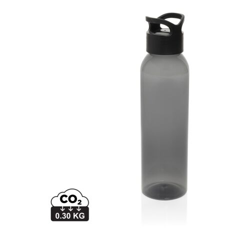 Nachhaltiger Werbeartikel 650 ml Wasserflasche aus 99% recyceltem RCS rPET BPA-frei & mit Trage-Schraubverschluss – schwarz – mit Logo bedruckt