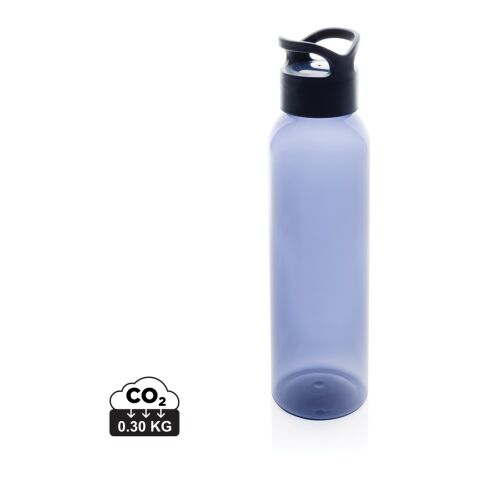 Nachhaltiger Werbeartikel 650 ml Wasserflasche aus 99% recyceltem RCS rPET BPA-frei & mit Trage-Schraubverschluss – navy blau – mit Logo bedruckt