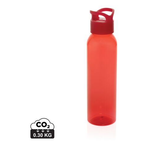 Nachhaltiger Werbeartikel 650 ml Wasserflasche aus 99% recyceltem RCS rPET BPA-frei & mit Trage-Schraubverschluss – rot – mit Logo bedruckt