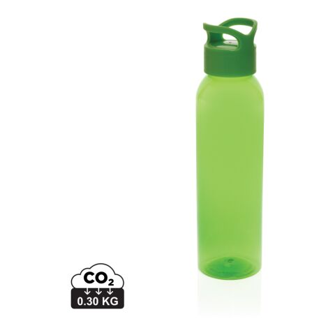 Nachhaltiger Werbeartikel 650 ml Wasserflasche aus 99% recyceltem RCS rPET BPA-frei & mit Trage-Schraubverschluss – grün – mit Logo bedruckt