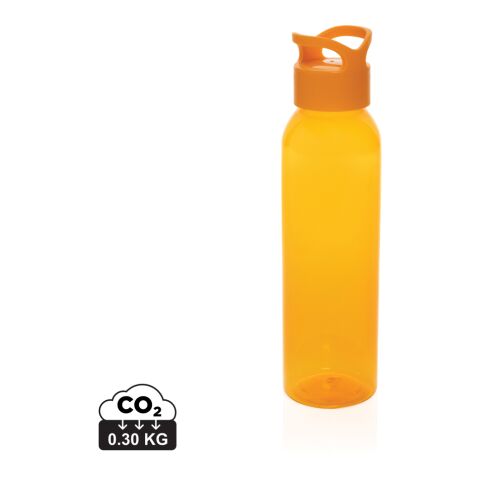 Nachhaltiger Werbeartikel 650 ml Wasserflasche aus 99% recyceltem RCS rPET BPA-frei & mit Trage-Schraubverschluss – orange – mit Logo bedruckt