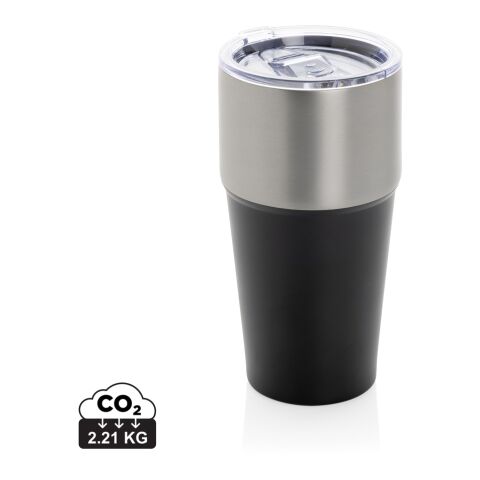 Werbeartikel Fluid 500 ml Coffee-to-go Thermobecher aus RCS Recycling-Edelstahl vakuumisoliert Design-Tumbler – schwarz – mit Logo bedruckt