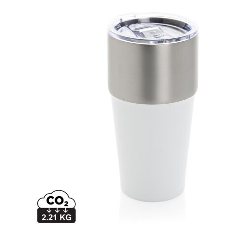 Werbeartikel Fluid 500 ml Coffee-to-go Thermobecher aus RCS Recycling-Edelstahl vakuumisoliert Design-Tumbler – weiss – mit Logo bedruckt