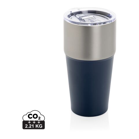 Werbeartikel Fluid 500 ml Coffee-to-go Thermobecher aus RCS Recycling-Edelstahl vakuumisoliert Design-Tumbler – navy blau – mit Logo bedruckt