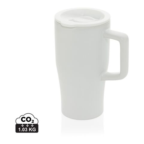 Werbeartikel 490 ml Luxe Quencher Keramik-Kaffeebecher mit Komfortgriff, spülmaschinenfest & inkl. Geschenkbox – weiss – mit Logo bedruckt