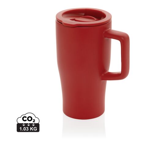 Werbeartikel 490 ml Luxe Quencher Keramik-Kaffeebecher mit Komfortgriff, spülmaschinenfest & inkl. Geschenkbox – rot – mit Logo bedruckt