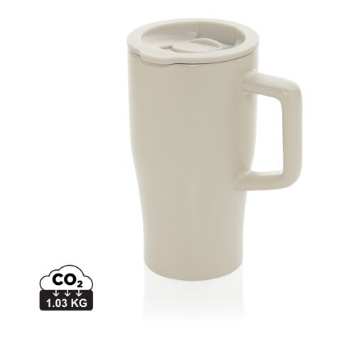 Werbeartikel 490 ml Luxe Quencher Keramik-Kaffeebecher mit Komfortgriff, spülmaschinenfest & inkl. Geschenkbox – grau – mit Logo bedruckt