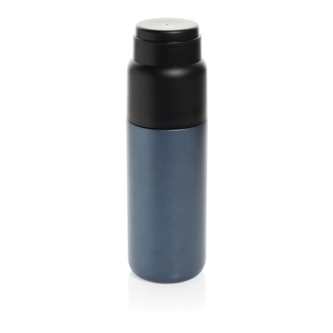 Werbeartikel Thermocup RCS – recycelte Thermosflasche mit Becher, 500ml – navy blau – mit Logo bedruckt