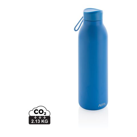 Nachhaltiger Werbeartikel Avira Avior 500ml Isolierflasche 97% RCS recycelter Edelstahl vakuumisoliert 20h kalt 10h warm BPA-frei – blau – mit Logo