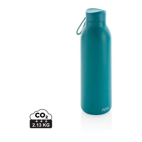 Nachhaltiger Werbeartikel Avira Avior 500ml Isolierflasche 97% RCS recycelter Edelstahl vakuumisoliert 20h kalt 10h warm BPA-frei – turkis – mit Logo