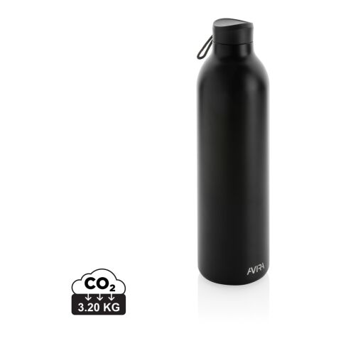 Nachhaltiger Werbeartikel Avira Avior 1 L Isolierflasche 97% RCS recycelter Edelstahl 20h kalt/10h warm vakuumisoliert & BPA-frei – schwarz – mit Logo