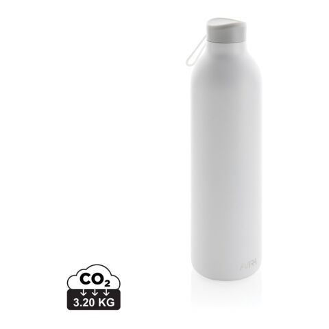 Nachhaltiger Werbeartikel Avira Avior 1 L Isolierflasche 97% RCS recycelter Edelstahl 20h kalt/10h warm vakuumisoliert & BPA-frei – weiss – mit Logo